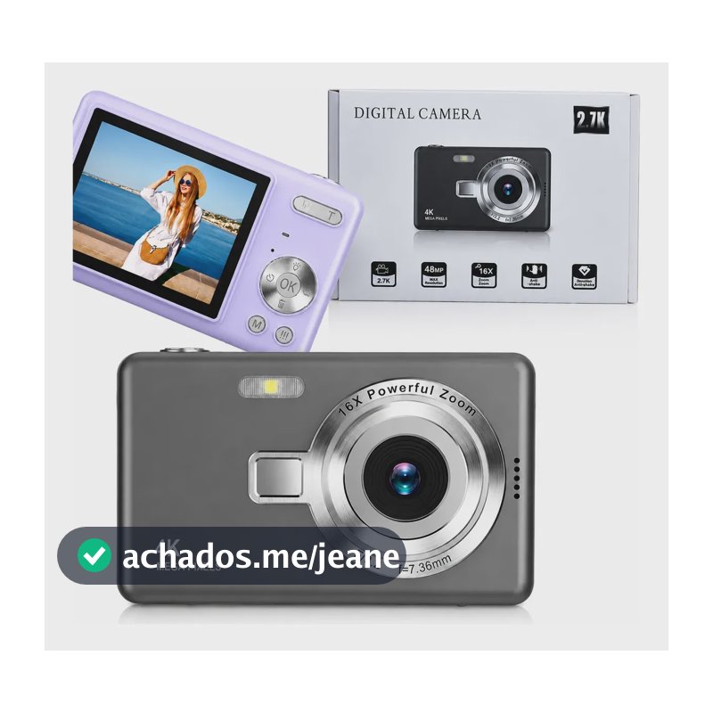 Câmera Fotográfica Digital Portátil Recarregável 4k 48-mp Hd Sortida