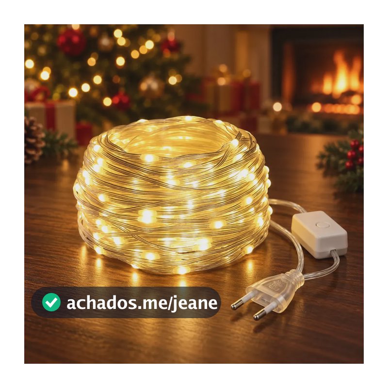 Cordão LED 400 Luzes Branco Quente de 50m para Exterior e Interior