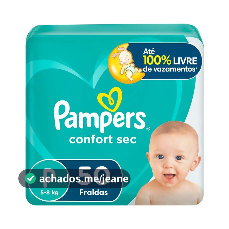 Fralda Pampers Confort Sec P 50 unidades