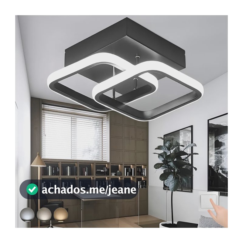 Luminaria De Teto Para Quarto Estar Lustre Sala Moderno Led 127/220v Preto