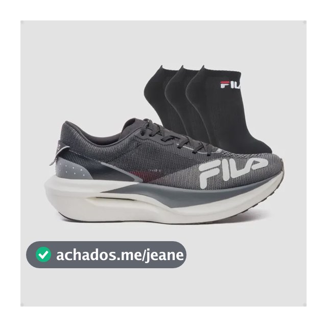 Tênis Fila Racer Carbon 3 Placa Carbono Corrida + Kit Meias Preto 37 Br