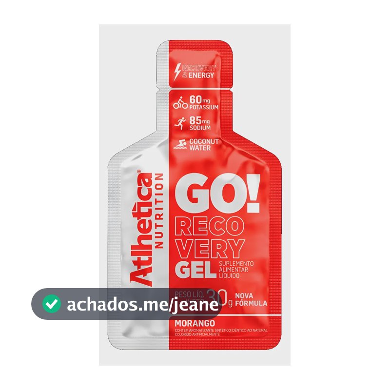 Go! Recovery Gel 10 Sachês  30g Morango Atlhetica Nutrition Morango