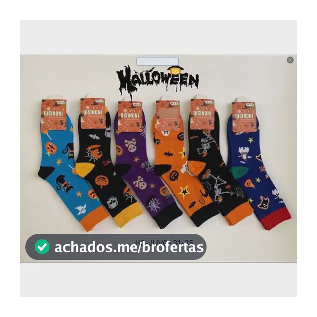 Kit Meias Halloween Adulto Ou Juvenil Modelos Aleatorios Diversas Estampas Juvenil 31-35 3 Pares