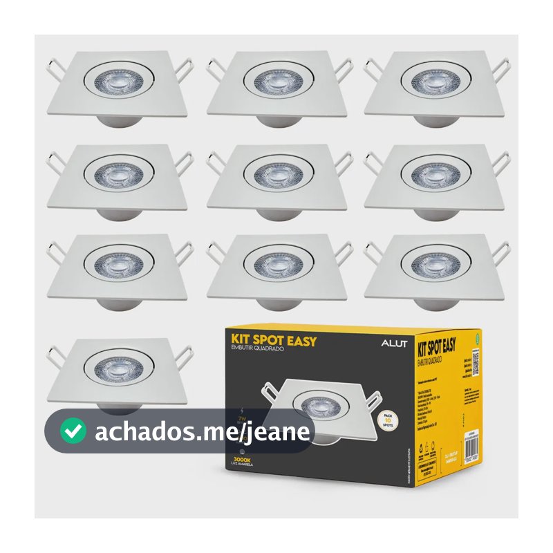 Kit 10 Spot Led Embutir 7w 6500k Branco Frio 110v/220v Bivolt Quadrado Branco Cod: Alut000602 Alut
