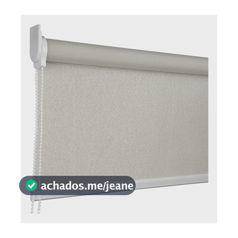 Cortina Rolo Blackout Medida L 1,80 X A 1,50 Blecaute Roller Cor Linho Natural Acabamento Branco