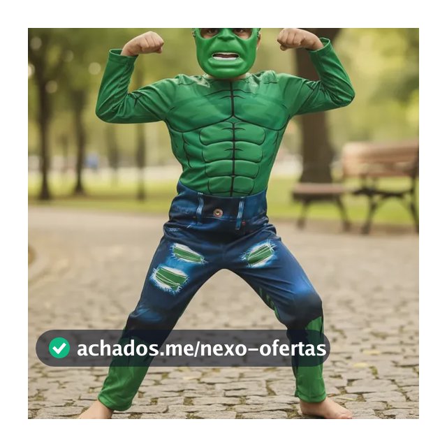 Fantasia Infantil Roupa Do Hulk Longa C/ Mascara De Plastico