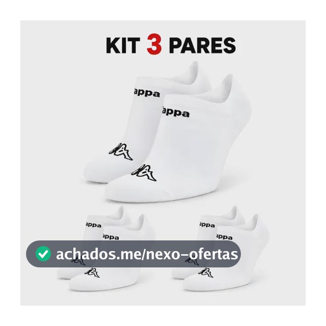 Kit 3 Pares Meias Kappa Sapatilha Soquete Invisível Original Branco 38-43