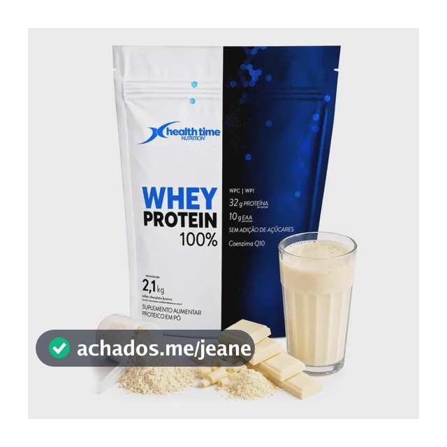 Whey Protein 100% Healthtime 2100g Sabor Chocolate Branco