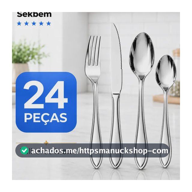 Jogo De Talheres Faqueiro Luxo Em Aço Inox 24 Peças Prateado