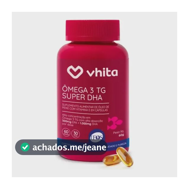 Ômega 3 DHA Vhita Super DHA TG em cápsula Sem sabor de 60 un