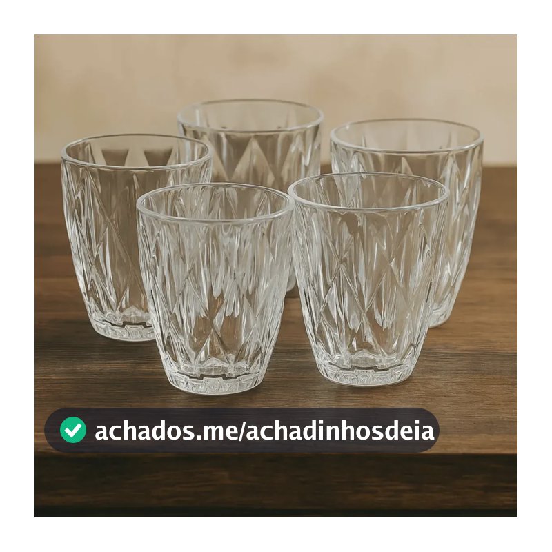 Kit 6 Copos De Vidro Resistente Para Bebidas Diamond 300ml Diamond
