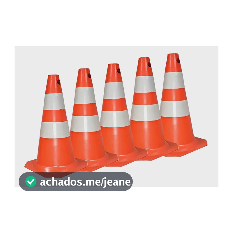 Kit 5 Cone De Sinalização 50cm Laranja E Branco Transito