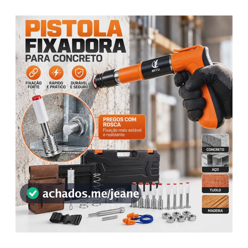 Pistola De Fixação Finca Pino Ação Direta Kit 50 + 50 Pinos