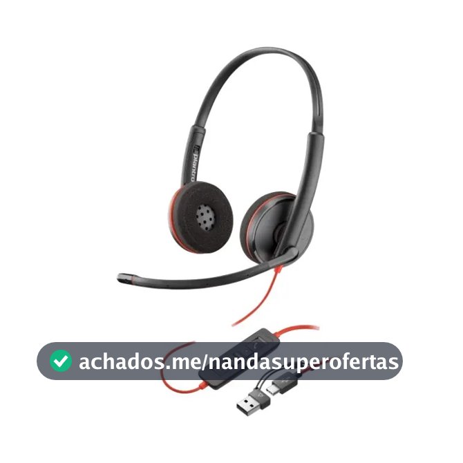Fone de ouvido Plantronics Blackwire C3220 USB Tipo A e Tipo C