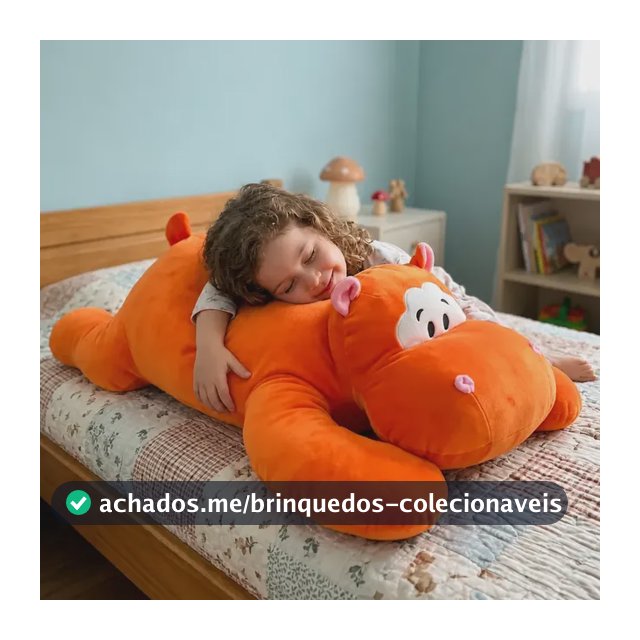 Xuxão Hipopotamo 80cm Pelúcia Fofa Amigo De Brincar E Dormir Laranja