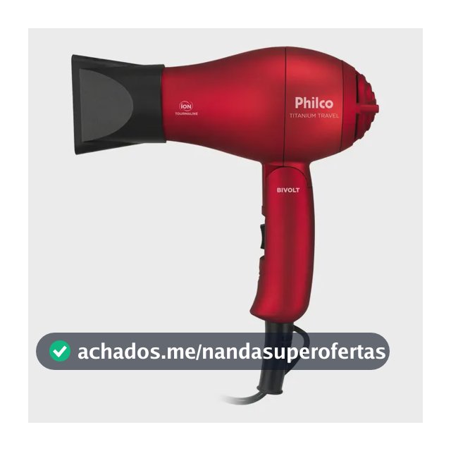 Secador De Cabelo Titanium Travel 1000w Philco Bivolt Vermelho