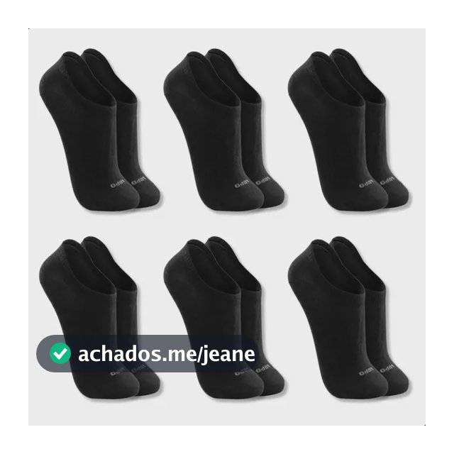 Kit 6 Pares Meias Soquete Invisível Lupo Algodão Unissex