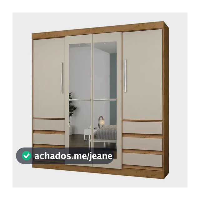 Guarda-roupa Casal Araplac Sofia 4 Portas 6 Gavetas Espelho Freijó