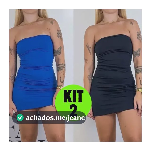 Kit 2 Vestidos Midi Curto Suplex Tubinho Feminino Moda