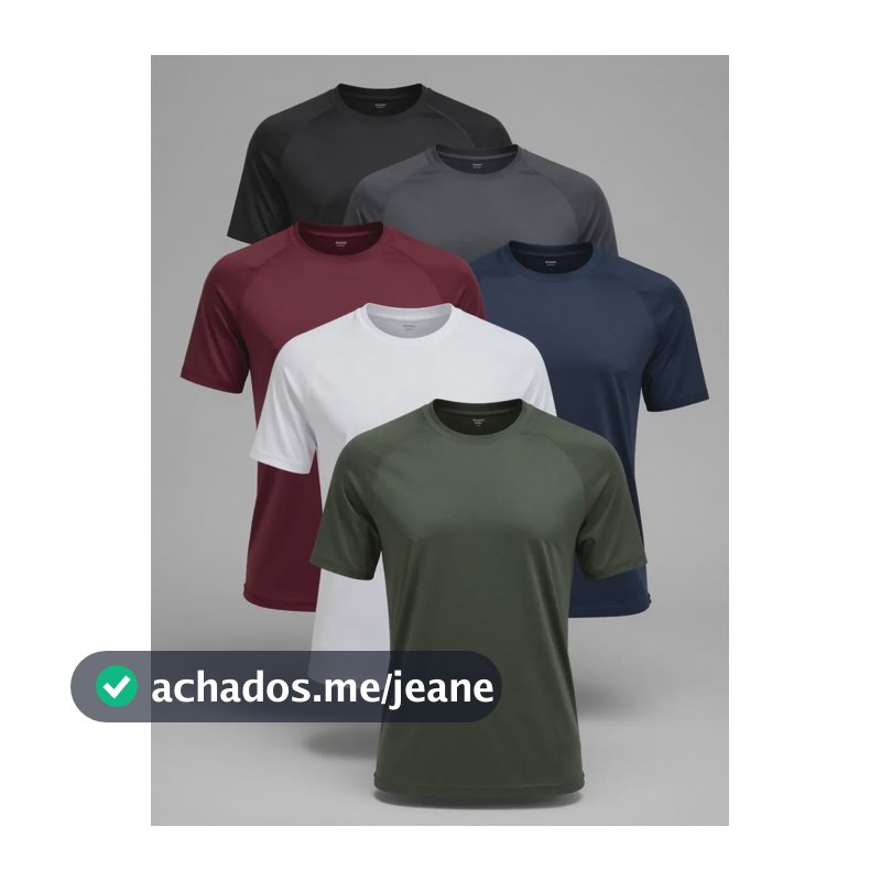 Kit 6 Camisetas Raglan Térmica Masculina Manga Curta Esporte Multicolorido M
