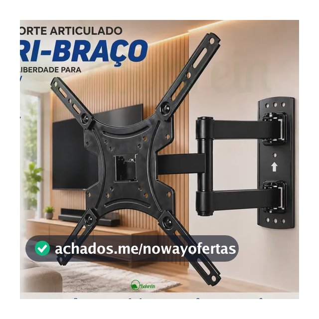 Suporte Para TV Articulado Parede 14 A 55 Polegadas Tri Braço Universal Reforçado inclinável VESA 400x400 LED LCD OLED QLED Plasma Inclinação Rotação 180° 35kg Reforçado Bahrein