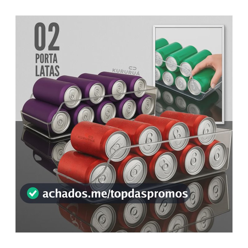 Kit 02 Organizador Lata Suporte Geladeira Multiuso Porta Latas Refrigerante Cerveja Cozinha Marca Kururuá