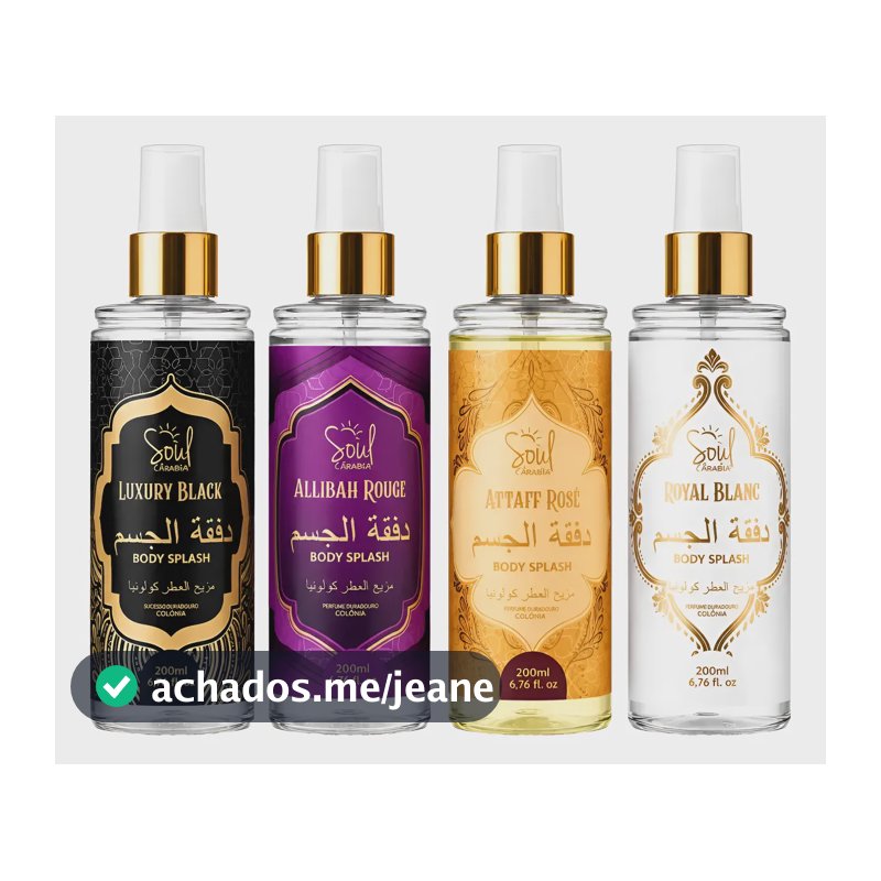 Kit 4 Produto Body Splash Arabe 200ml Soul Cosméticos