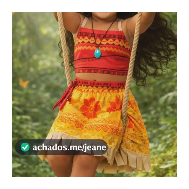 Fantasia Menina Moana Infantil Com Colar De Brinde