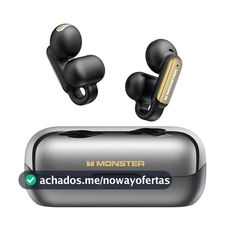 Fone de Ouvido Monster E62 Open-Ear Bluetooth, com Cancelamento de Ruído e Microfone