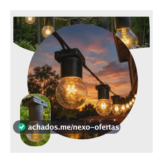 Varal De Luzes Festão 15m Com 15 Lâmpadas Inclusas Ip65 Incandescente 220v