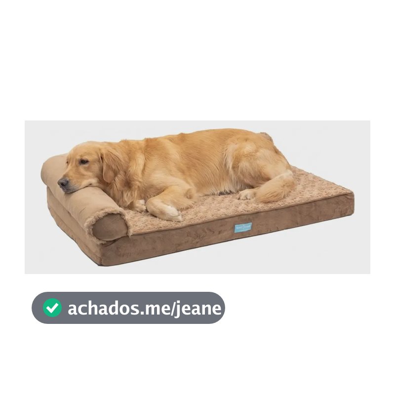 Cama Pet Ortopedica Grande 89x58cm Travesseiro Espuma Casca Marrom Luxo Premium