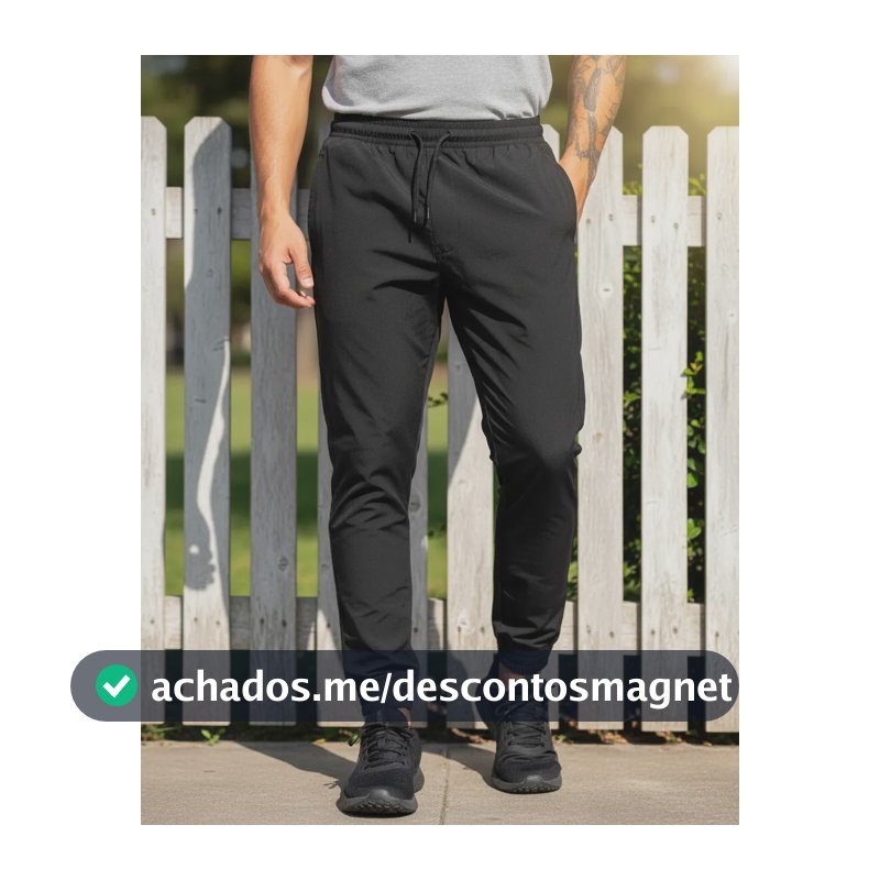 Calça Tactel Jogger Premium Fitness Academia 2 Bolsos 016 Preto Liso M(38/40)