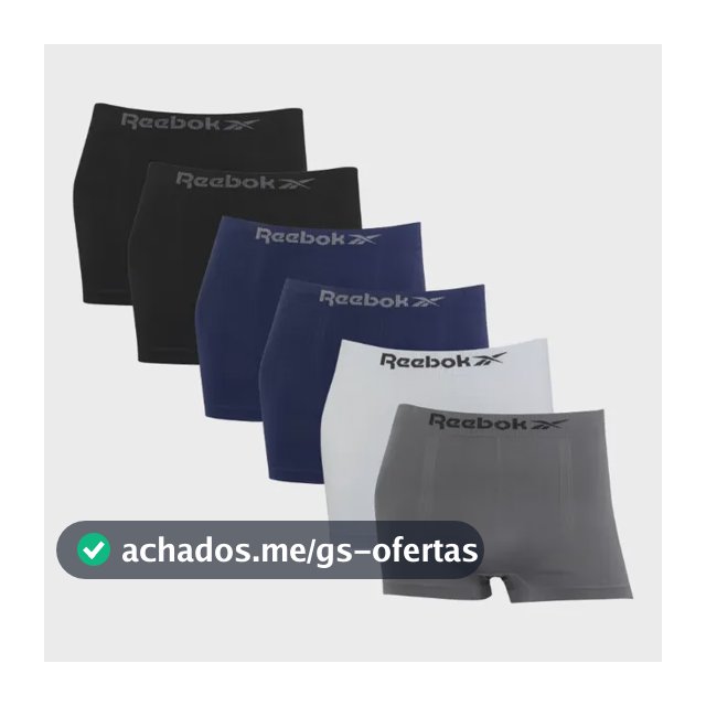 Kit 6 Cuecas Boxer Reebok Classic Microfibra Sem Costura