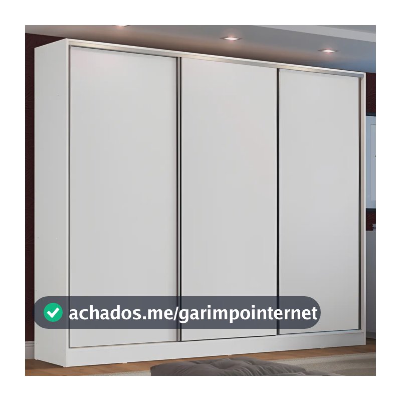 Guarda Roupa Casal 100% Mdf Madesa Zurique 3 Portas Correr Cor Branco XC106309