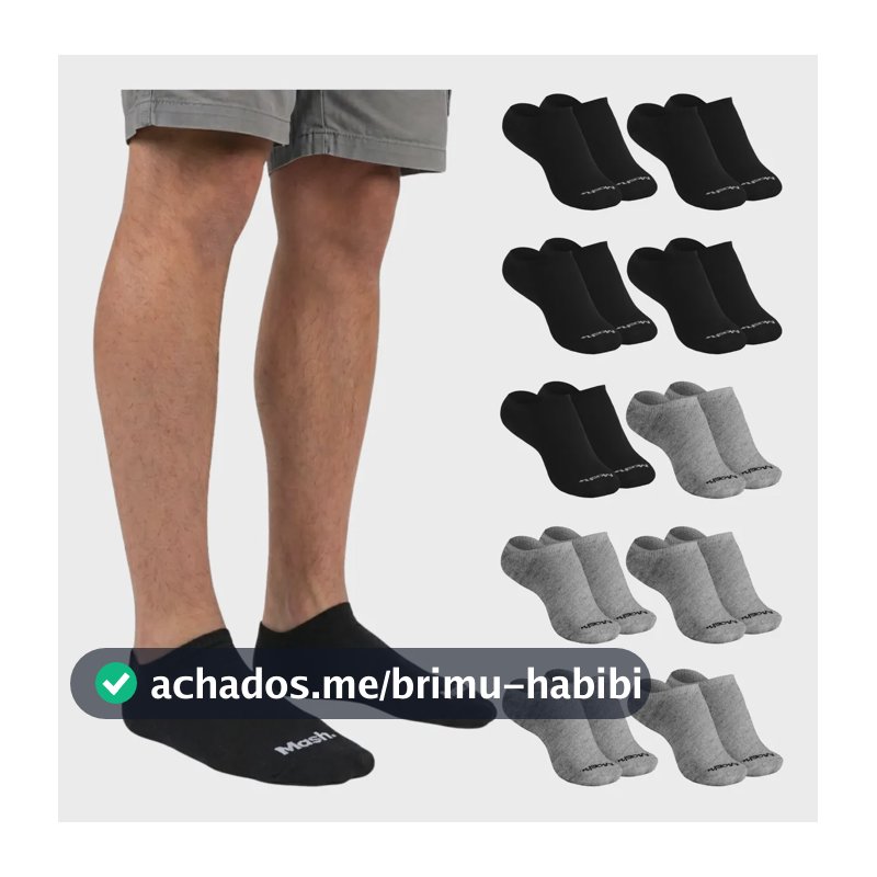 Kit 10 Pares Meia Invisível Soquete Algodão Confortável Mash 5 Cinzas - 5 Pretas Meia Invisível Meia Cano Curto Meia Masculina Meia Feminina M ( 34 A 38 ) Meia Masculina Meia Feminina Meia Algodão