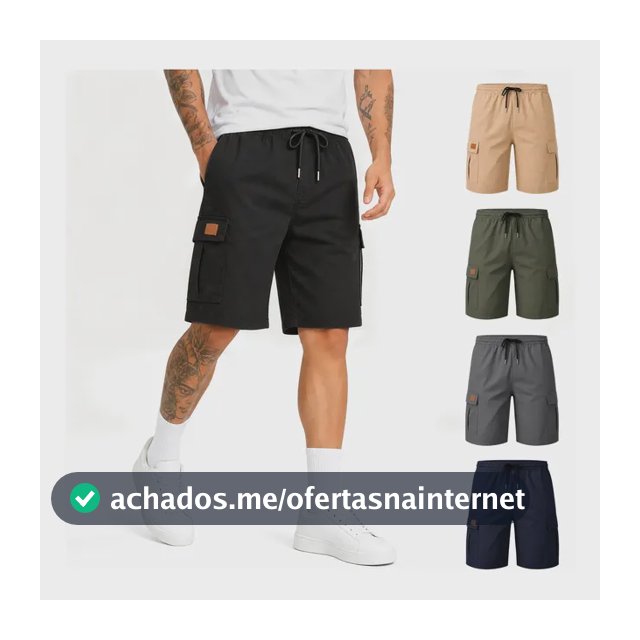 Bermuda Cargo Masculina Skate Larga  Elástico Short Adulto