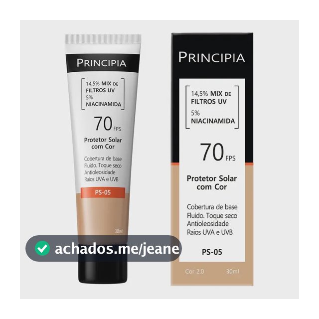 Protetor Uv Principia Skincare Com Cor 2 Ps05 Fps70 30ml