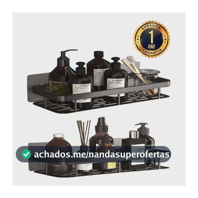 Kit 2 Suporte Porta Shampoo Sabonete Prateleira Banheiro Adesivo Parede Sem Furar Box Luxo Cor Preto Homeroarte