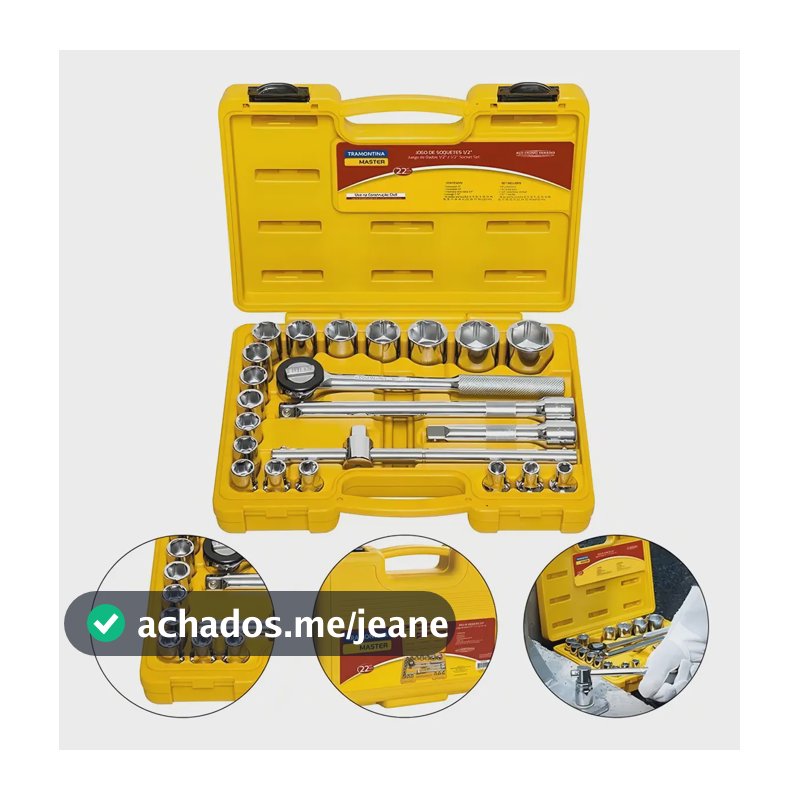 Jogo Soquete Sextavado 8-32mm Encaixe 1/2 22 Pc Tramontina