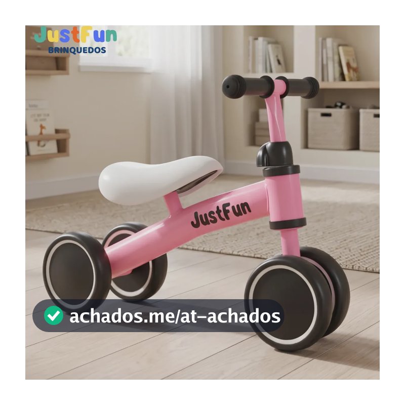 Bicicleta De Equilíbrio Bike Infantil Sem Pedal JustFun Brinquedos Cor Rosa