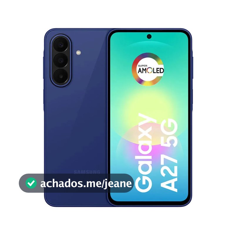 Smartphone Samsung Galaxy A27 5G 128GB 6GB, Super Amoled 6.7'', Câmera Tripla 50MP Selfie 12MP, 5000 mAh, Ip67, NFC, Dual Sim, Recursos IA - Azul