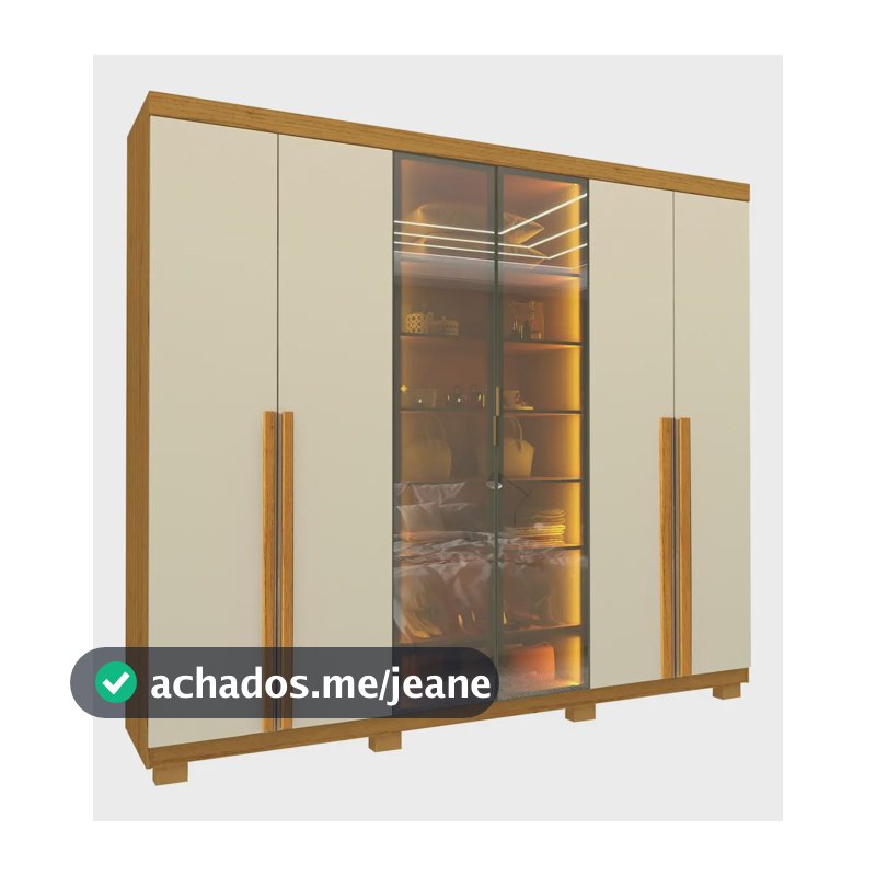 Guarda-roupa Casal 6 Portas Com Pés Com Led Imperatriz