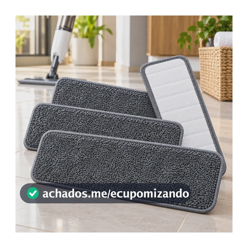 Kit 4 Refil Mop Spray Microfibra Lavável E Reutilizável Piso
