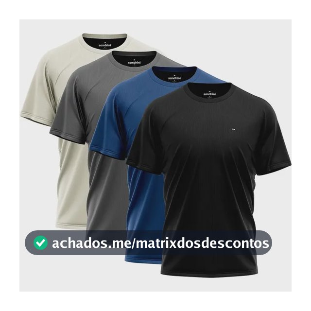 Kit 4 Camiseta Dry-fit Sandrini Masculina Academia Caminhada