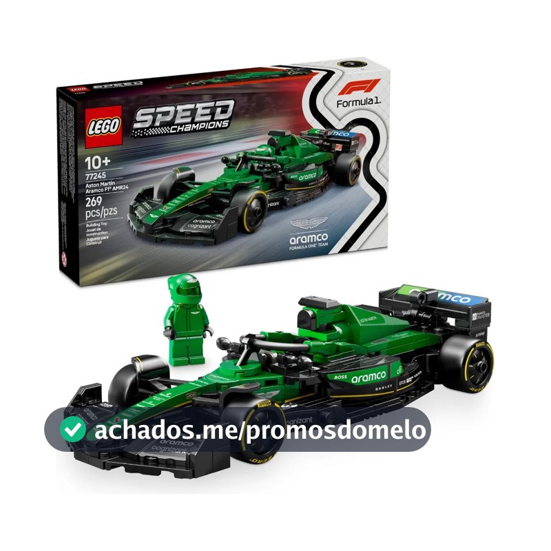 LEGO Speed Champions Carro de Corrida Aston Martin Aramco F1 AMR24 77245; Carro de Fórmula 1