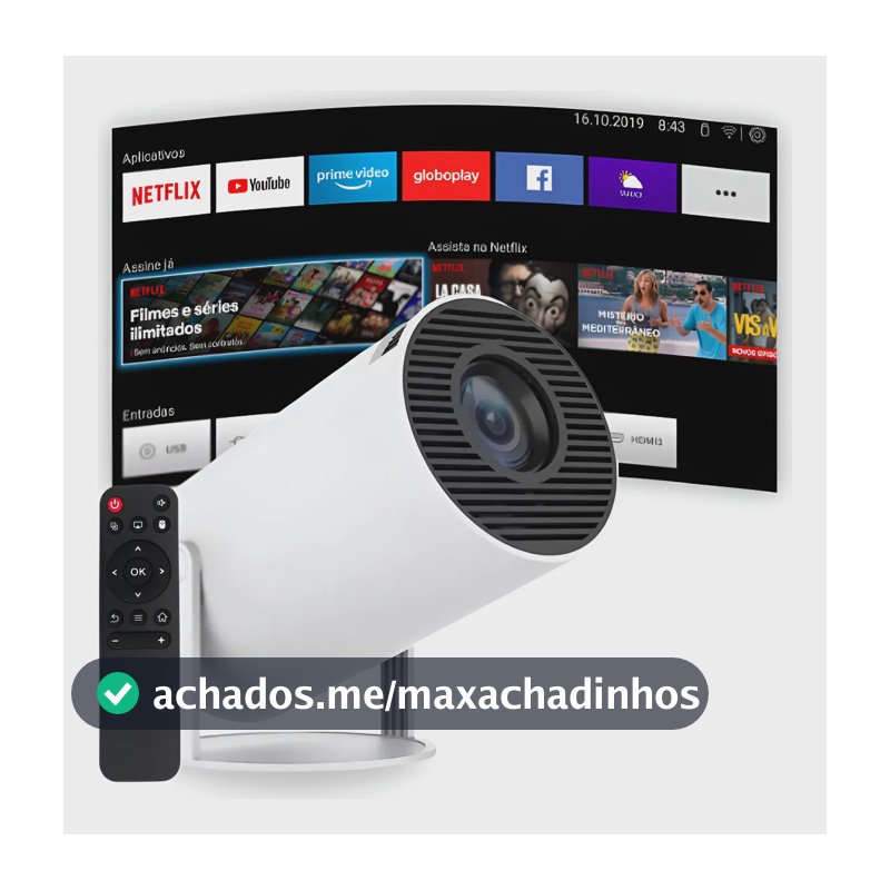 Projetor Portátil 4k Hd Android 11.0 Smart Wifi 5g Bluetooth Branco 127/220v