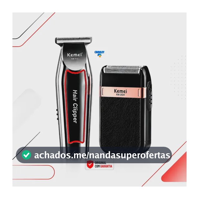 Kit Máquina Acabamento Kemei Km-032 E Shaver Km-2024 Bivolt Prateado 127/220v