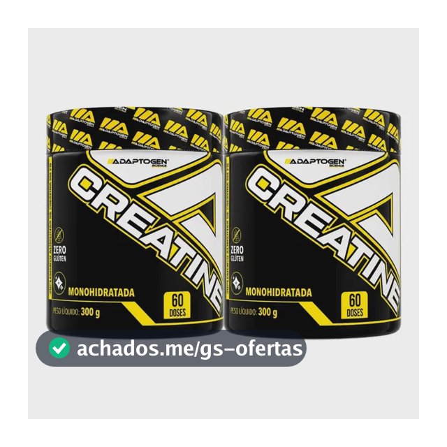 Creatinas Adaptogen 100% Pura Monohidratada Kit 2 Pote 600g Sem Sabor