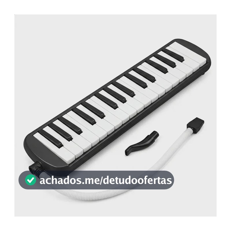 Escaleta Teclado Sopro Musical 32 Teclas PRETO Instrumento Portátil Estudo Iniciante Aulas Melodias Prática