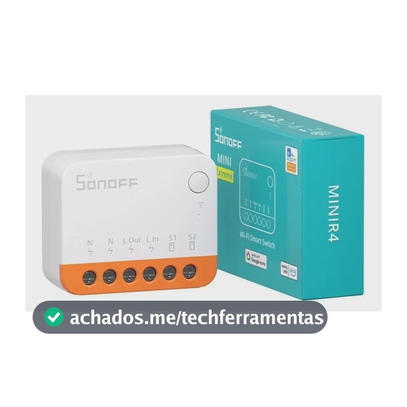 Interruptor Inteligente Relé Módulo Sonoff Minir4 Extreme 1 Canal 10a Até 2400w Mini Smart Switch Compatível Ewelink Alexa Google 110v 220v Bivolt Branco